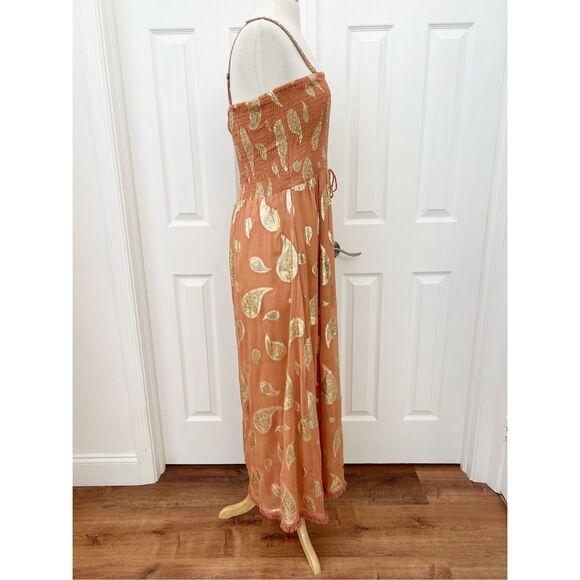 Z&L Europe Womens Mauve Pink Sophia Paisley Print Smocked Maxi Dress Size Medium - Picture 3 of 7